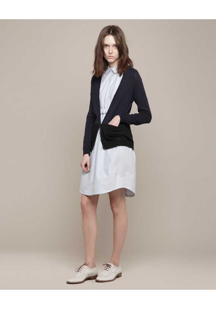 Bi-Fabric Colorblock Cardigan