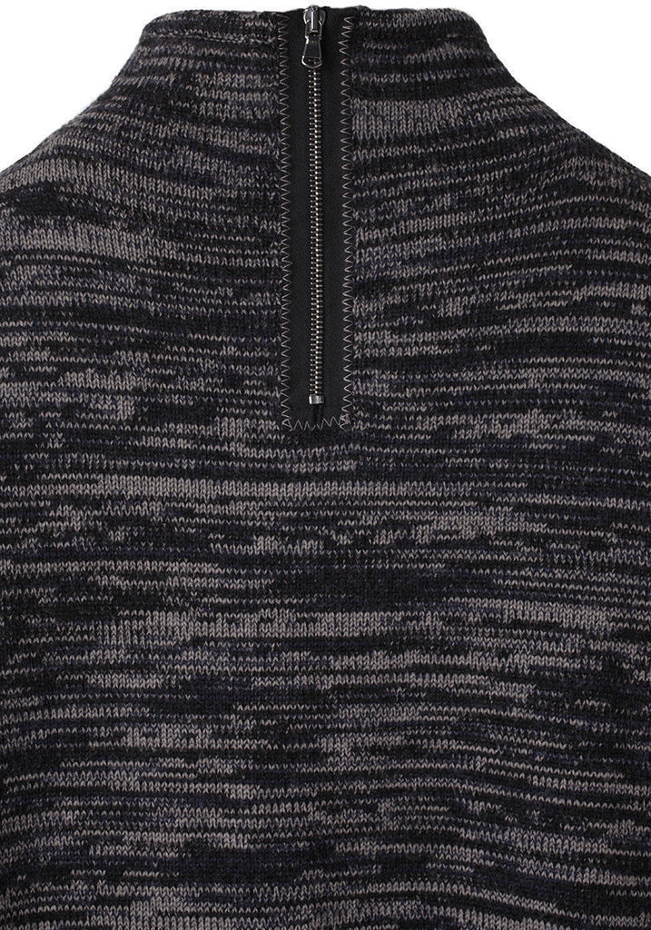 Mock Neck Bi-Fabric Dress