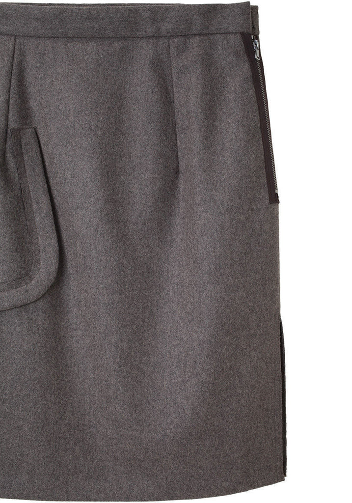 Side Zip Wool Skirt