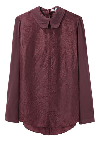 Wrinkled Silk Top with Button Back