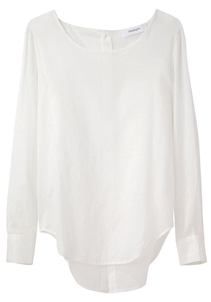 Sheer Button Back Blouse