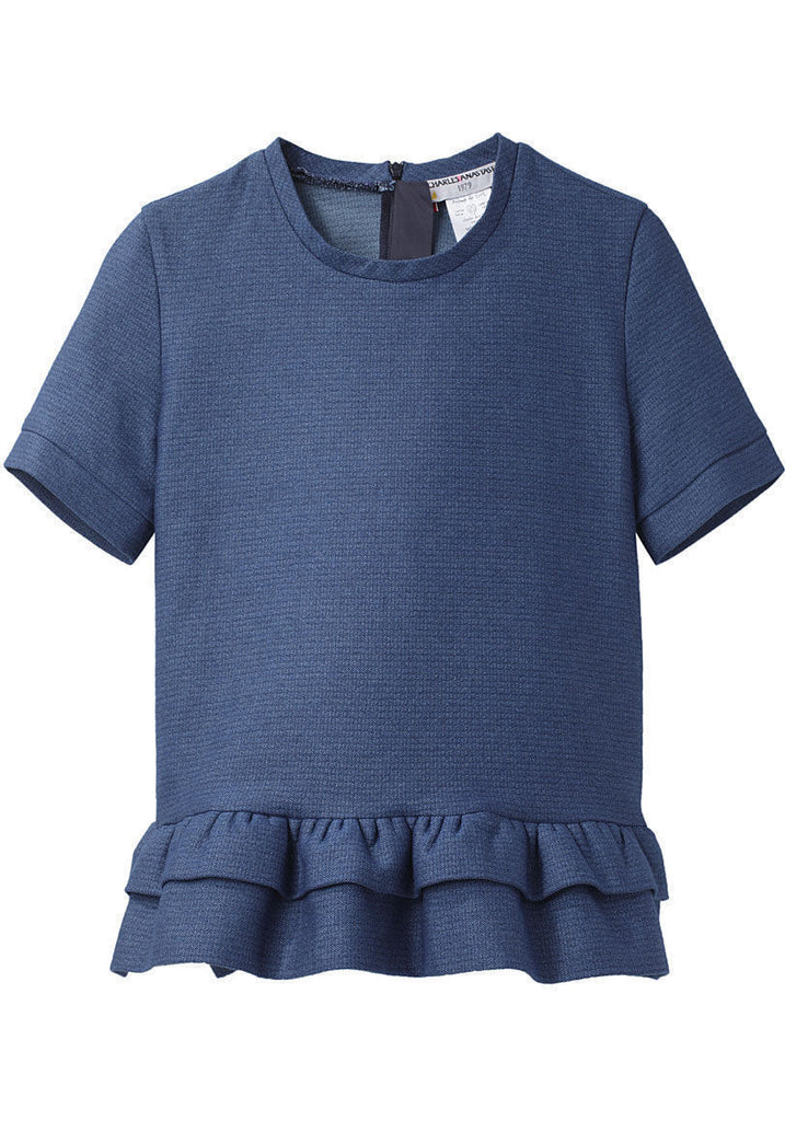 Charles Ruffle Denim Top