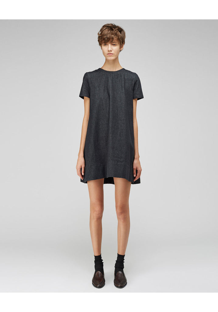 Pleated Denim Mini Dress