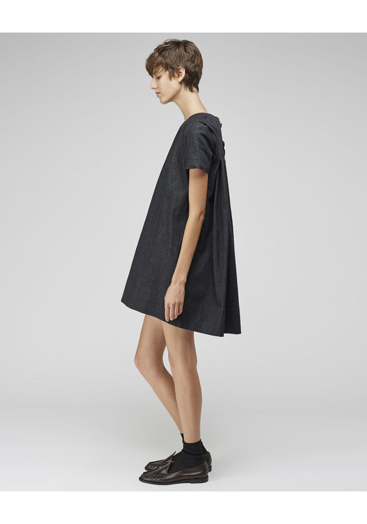 Pleated Denim Mini Dress