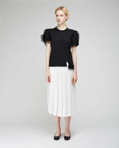 Pleated Georgette Drawstring Skirt