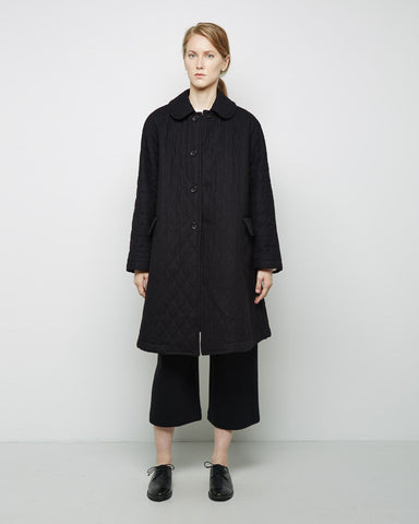 Round Collar Quilted Wool Coat