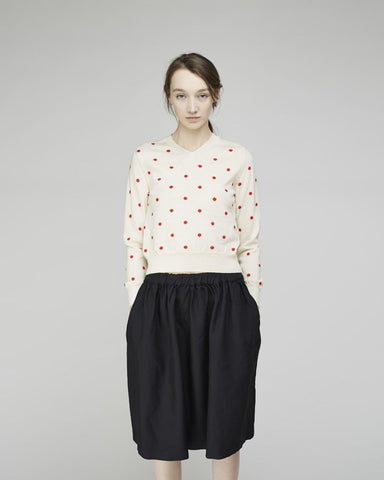 Dotted V-Neck Pullover