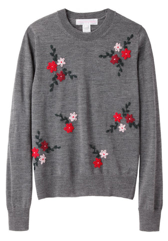 Floral Embroidered Pullover