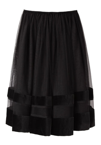 Tulle Skirt with Velvet Stripes