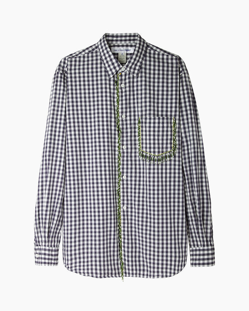 Beaded Fringe Gingham Shirt