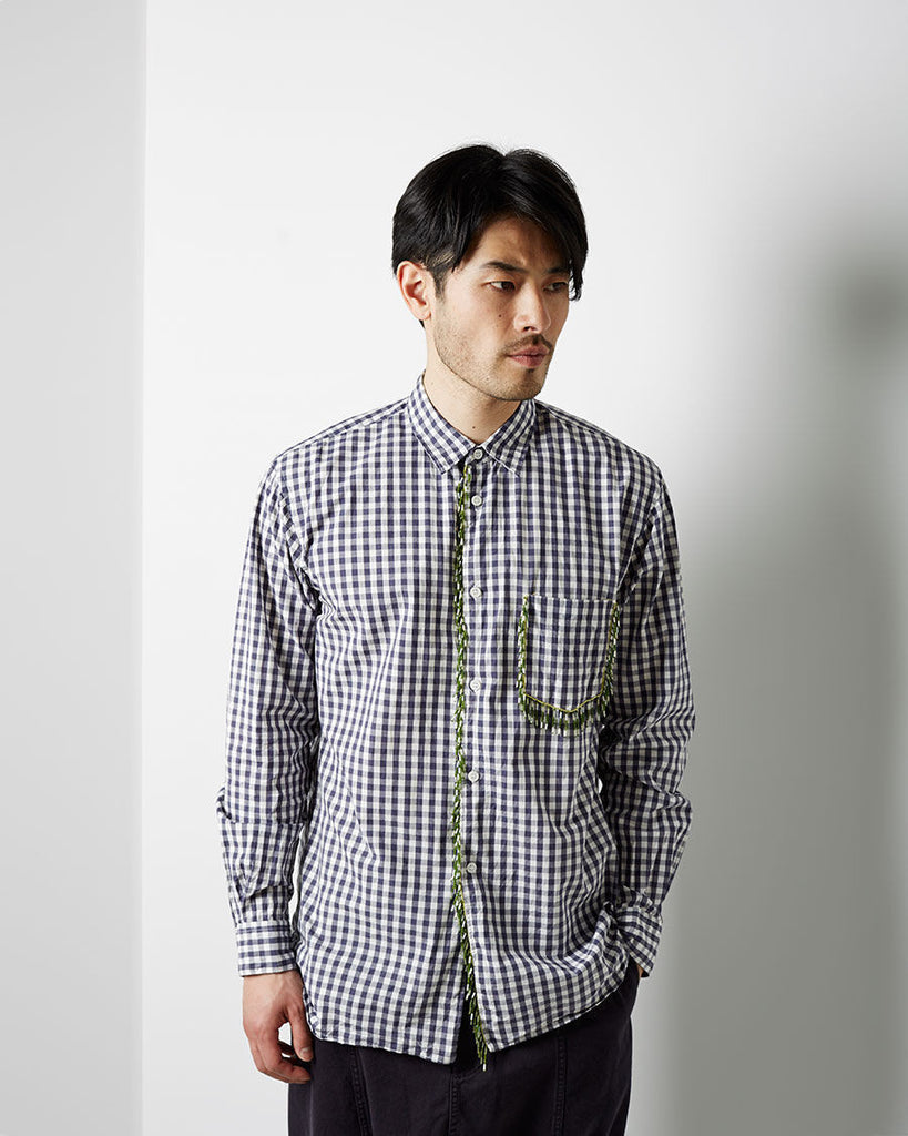 Beaded Fringe Gingham Shirt