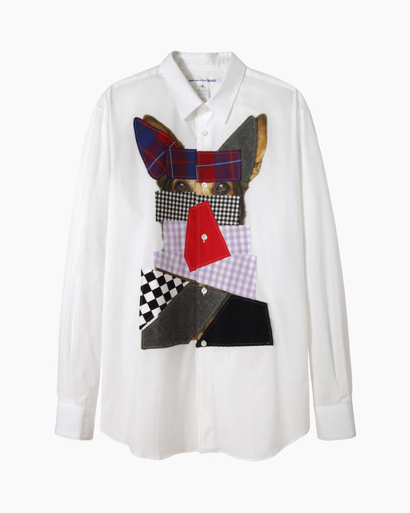 Dog Print Patchwork Shirt