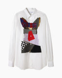 Dog Print Patchwork Shirt