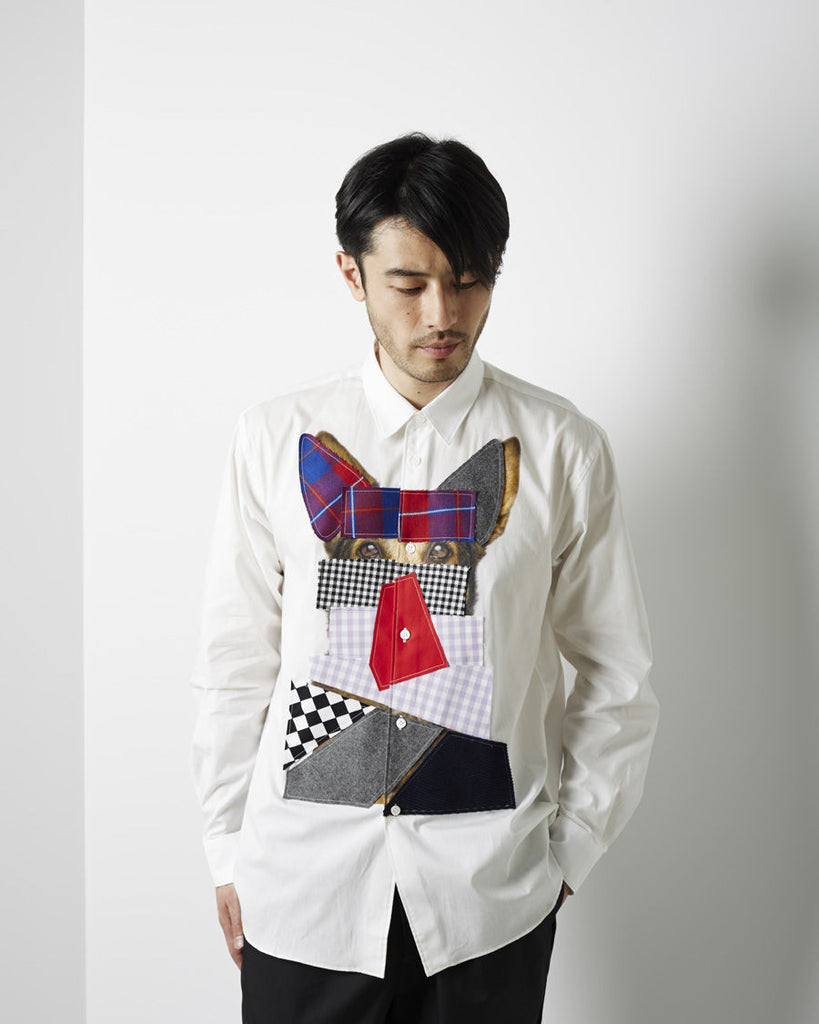 Dog Print Patchwork Shirt