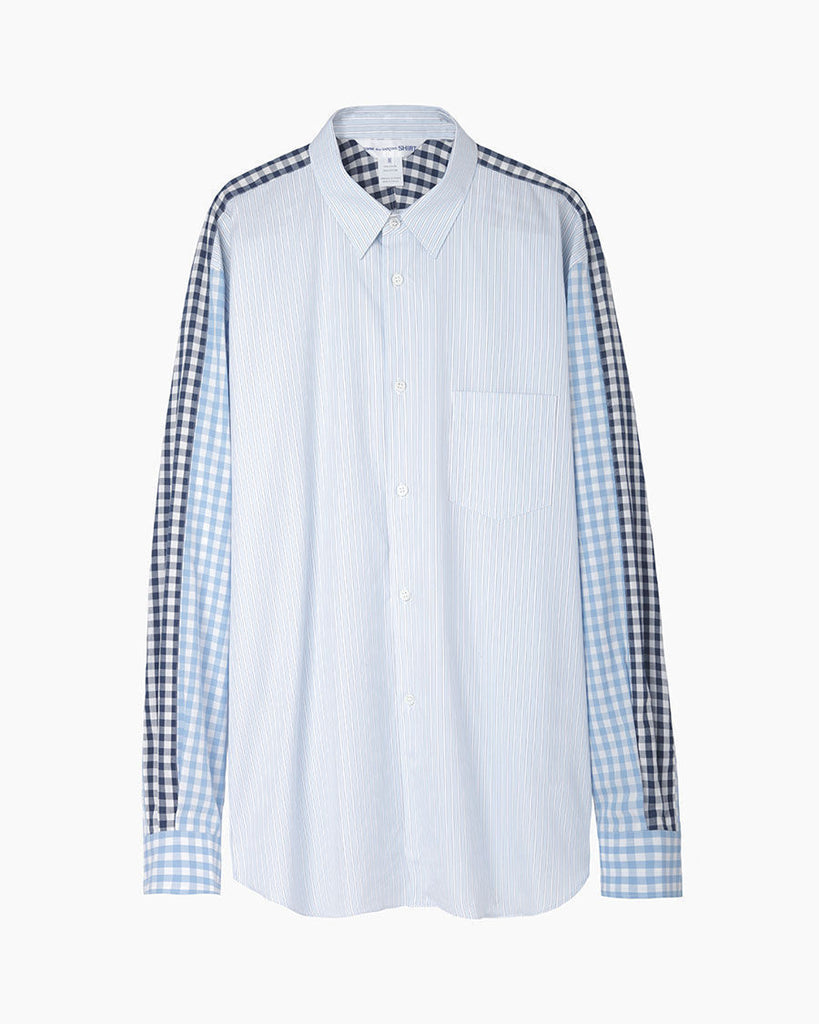 Gingham Sleeve Striped Shirt