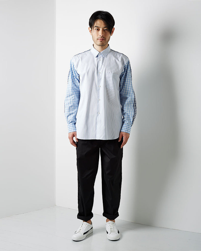 Gingham Sleeve Striped Shirt