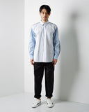 Gingham Sleeve Striped Shirt