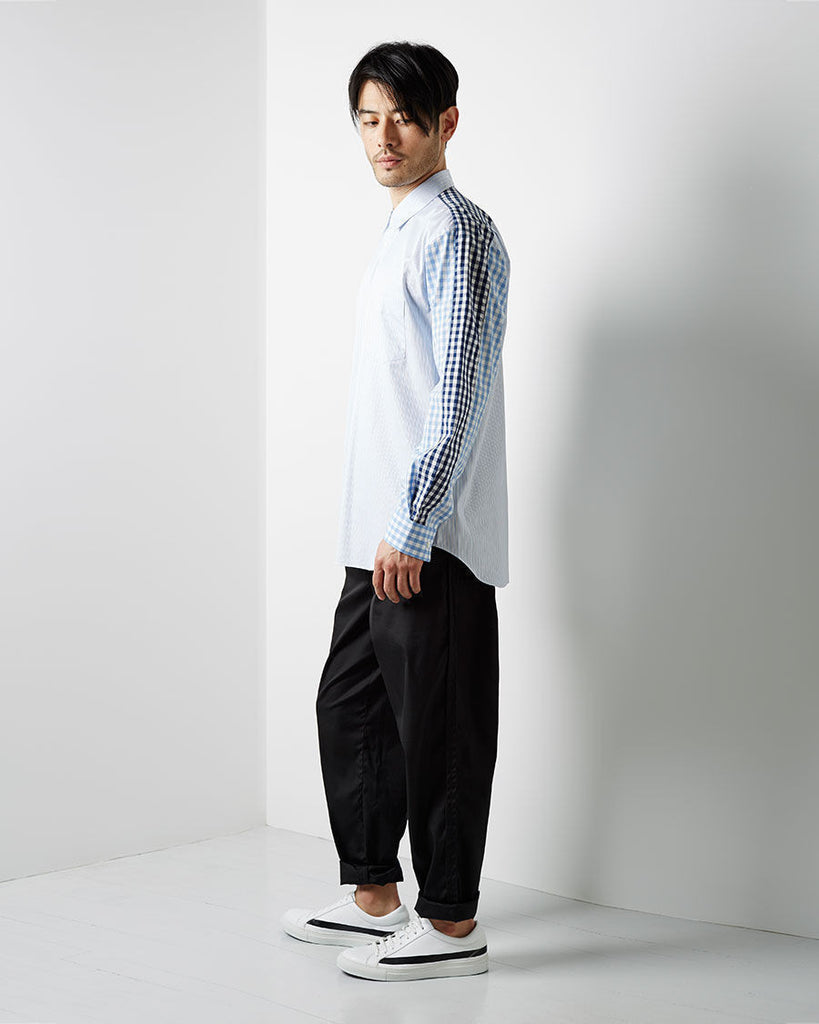 Gingham Sleeve Striped Shirt