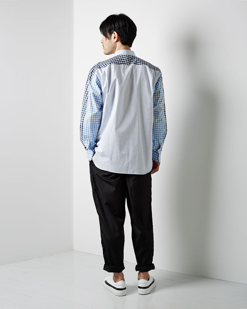 Gingham Sleeve Striped Shirt