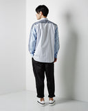 Gingham Sleeve Striped Shirt