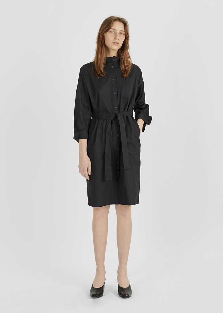 Cotton Ruffle Collar Shirtdress