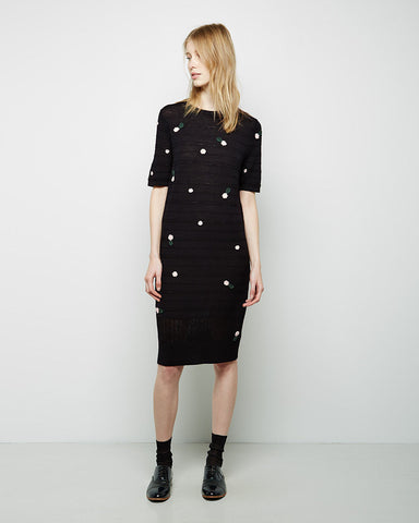 Pointelle Crewneck Dress with Rosettes