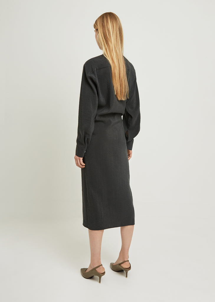 Asymmetric Silk Shirtdress