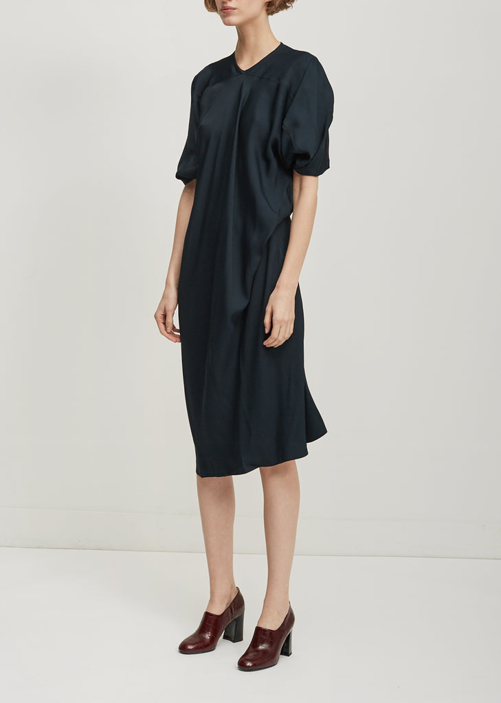 Draped Puff Sleeve Dress