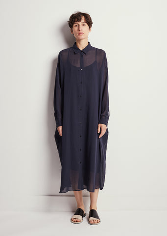Cotton Voile Long Shirt Dress
