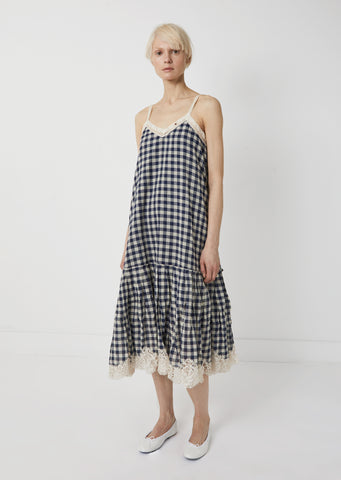 Cotton Gingham Lace Dress