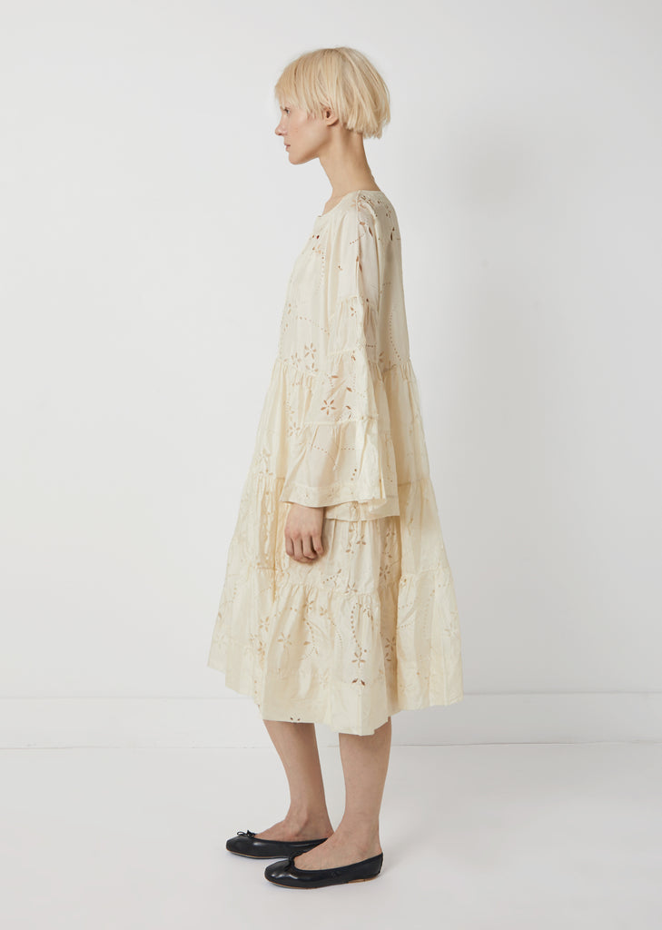 Silk Long Sleeve Tiered Dress