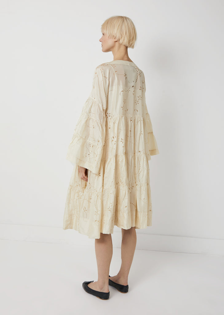 Silk Long Sleeve Tiered Dress