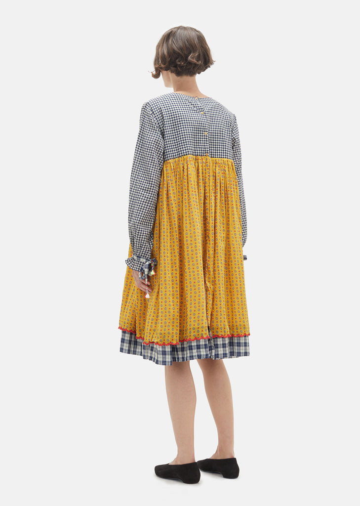 Checkered Tassel Yoke Dress
