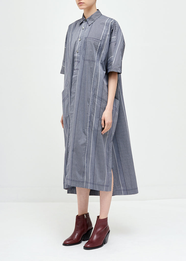 Square Cotton Short Sleeve Shirt Dress