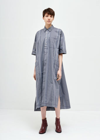 Square Cotton Short Sleeve Shirt Dress