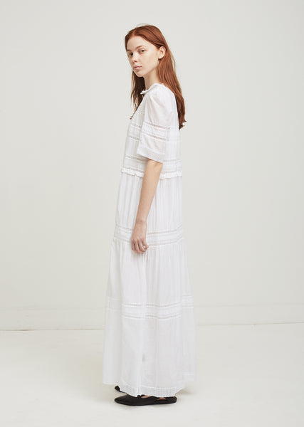 【関税込み】Isabel Marant ホワイト Laly ミディアムワンピース isabel-marant-white-laly-midi-