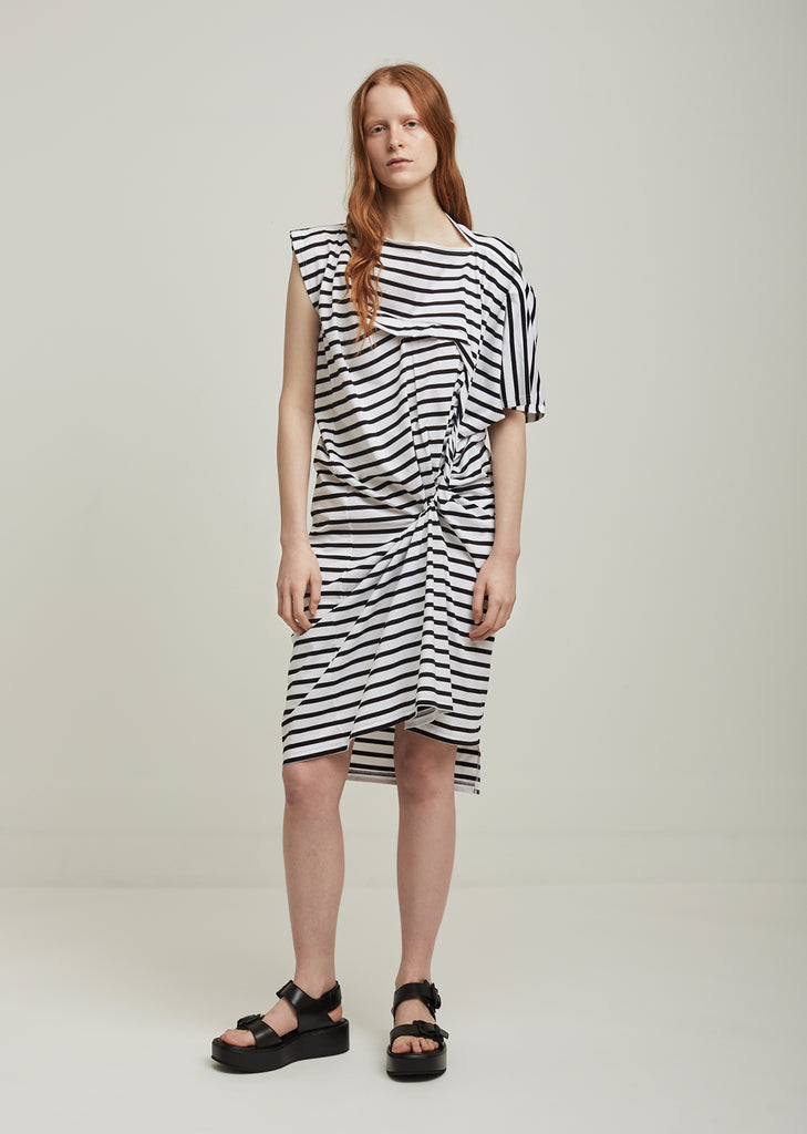 Cotton Jersey Horizontal Stripe Dress
