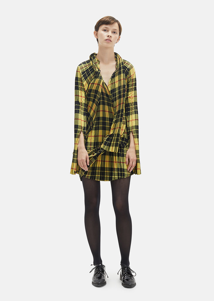 Wool Tartan Pleated Dress