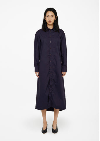 Ruched Cotton Shirtdress