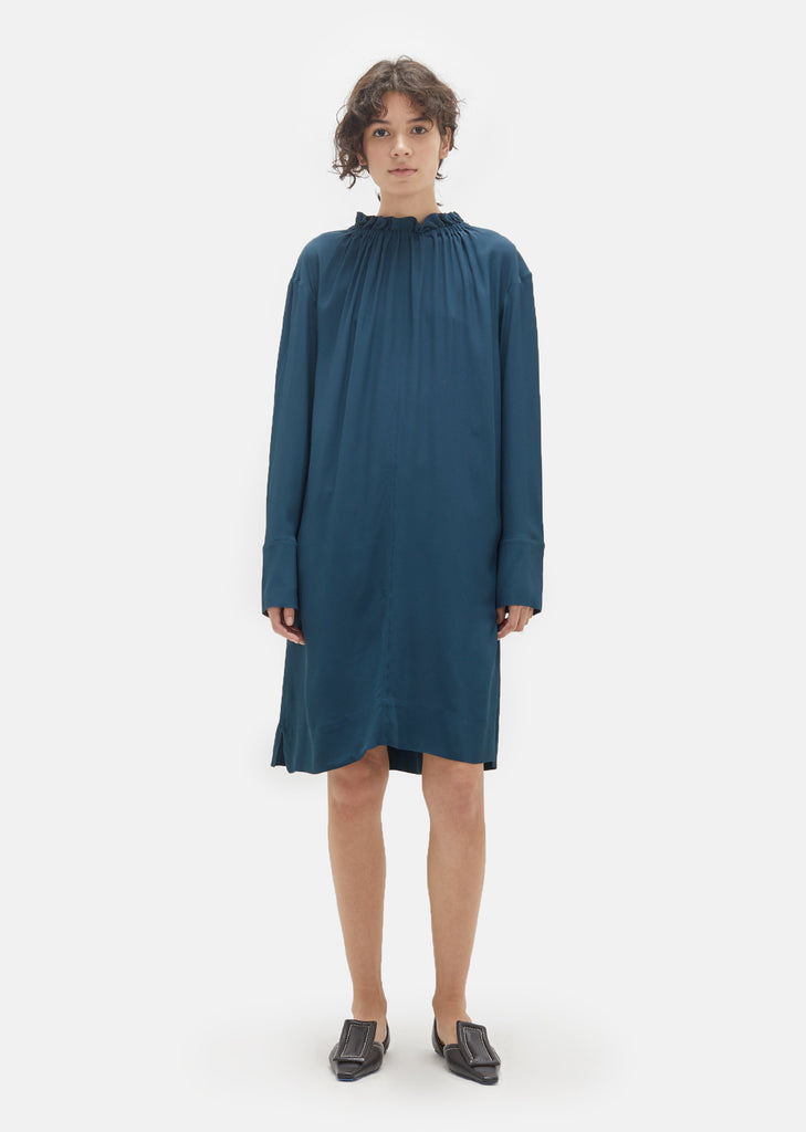 Washed Silk Highneck Dress
