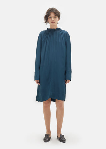 Washed Silk Highneck Dress