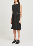 Twill Dress with Synthetic Leather Detail