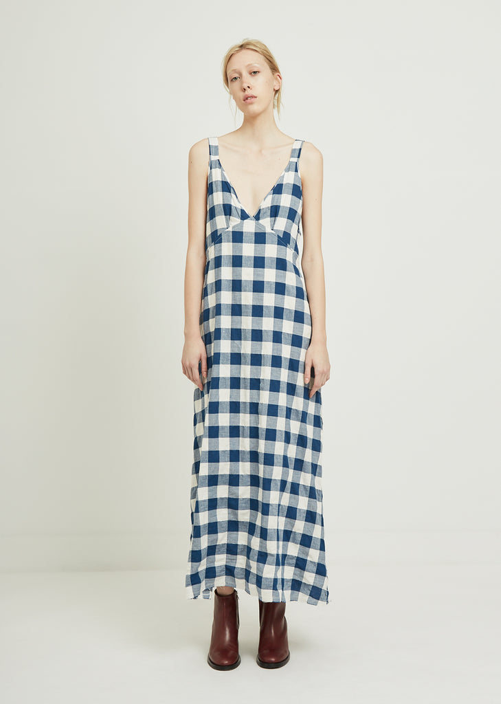 Check Long Slip Dress