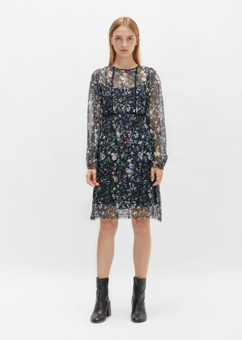 Long Sleeve Botanical Mini Dress