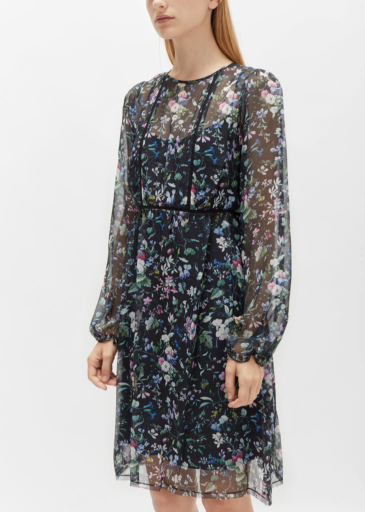 Long Sleeve Botanical Mini Dress