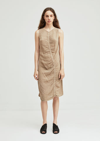 Gathered Gauze Column Dress