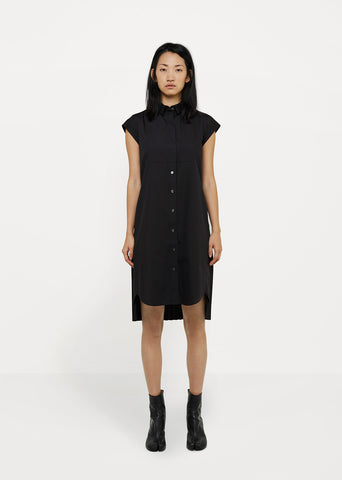 Cotton Poplin Shirt Dress with Back Pleats