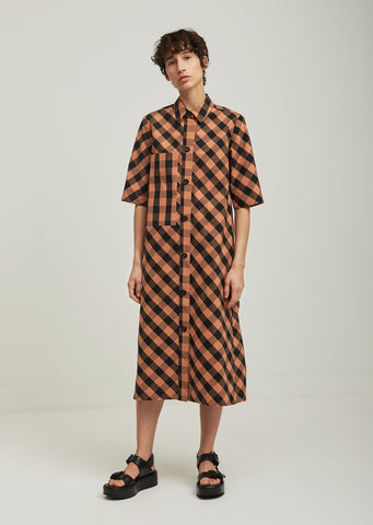 Daring Gingham Cotton Canvas Dress
