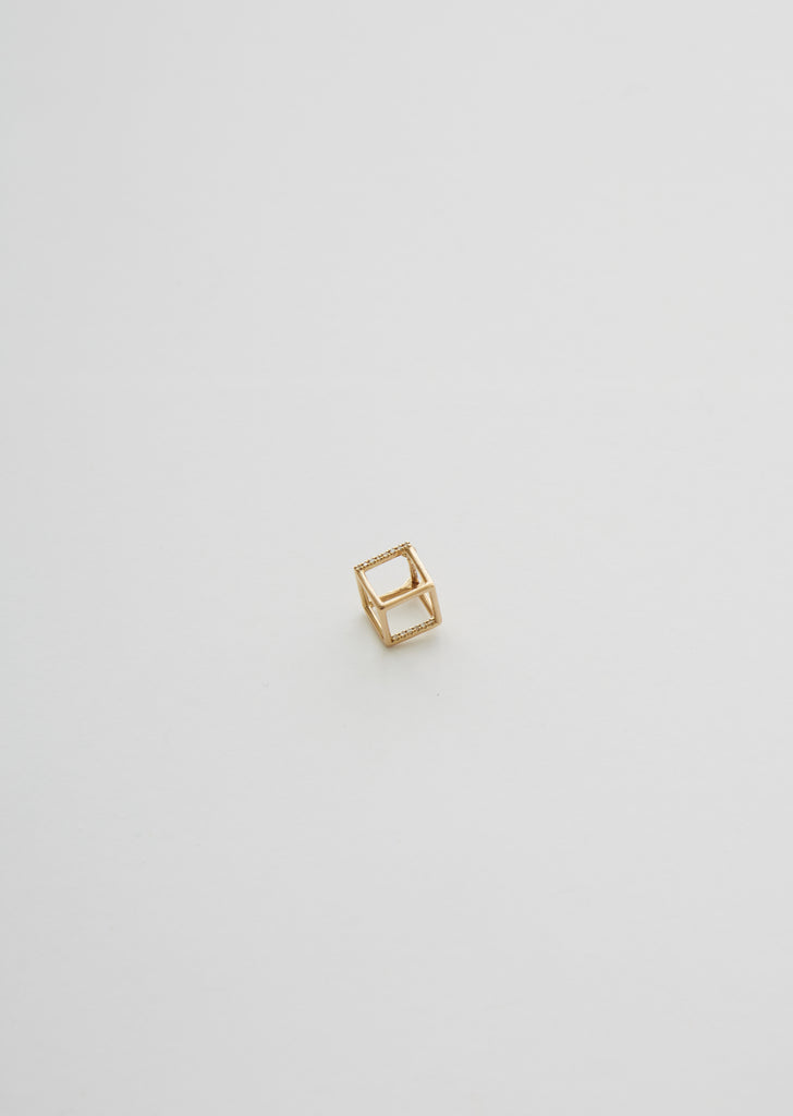 3D Square Earring 01 with Diamond — 10mm