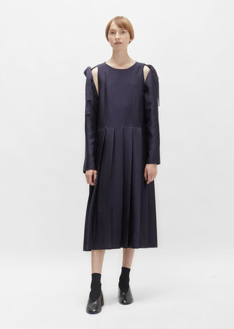 Shoulder Tie Pleated Dress